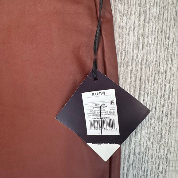 Ava & Viv Faux Leather Orange Pant Women X(14W) Pull On Tapered Ankle Poly Blend - Picture 3 of 8